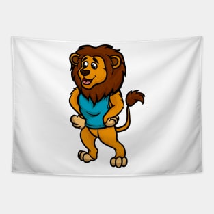 Cute Anthropomorphic Human-like Cartoon Character Lion in Clothes Tapestry