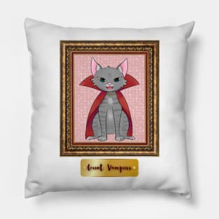 Kawaii Vampire Cat in an Antique Frame Pillow