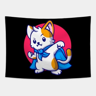 Cute cat super hero Tapestry