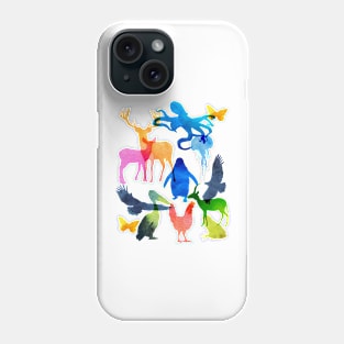 Abstract watercolor animals, rainbow colors Phone Case