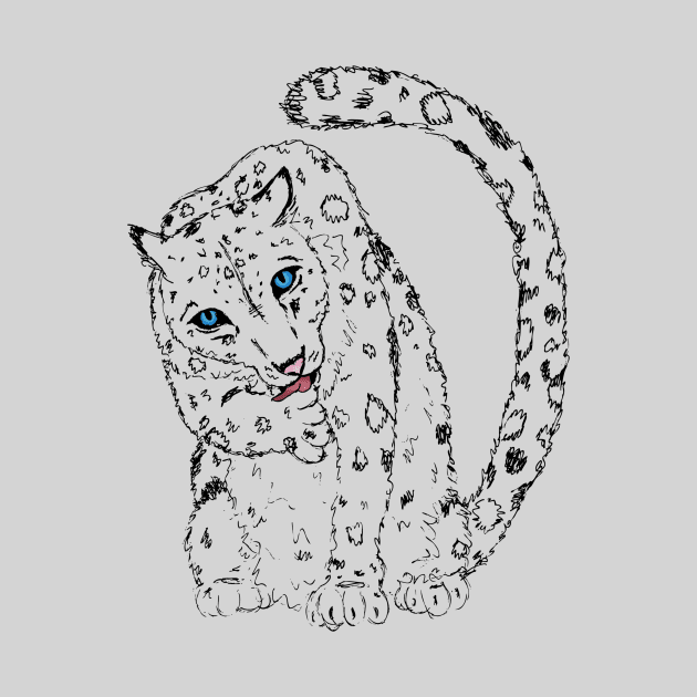 Sitting Pretty - Snow Leopard Sketch by CritterLove