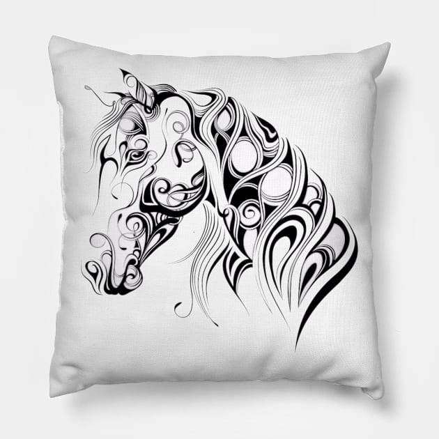 Horse Pillow by Mendi Art