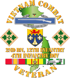 Vietnam Combat Infantry Veteran w 2nd Bn 12th Inf - 4th ID SSI Magnet