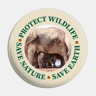 Wildlife Conservation Earth Day Elephant Calf Hiding Pin