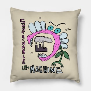 Sustainable Machine Flower Kaiju Runs the Factory Pillow