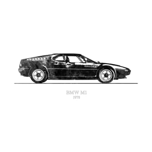 BMW M1 1978 Watercolor Illustration - Black and White T-Shirt