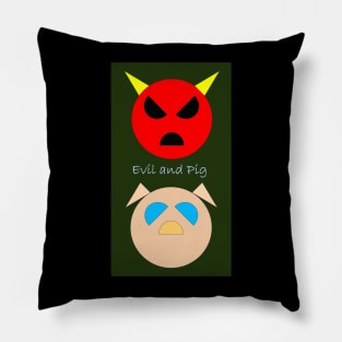 Geometric simple design Evil and Pig Pillow