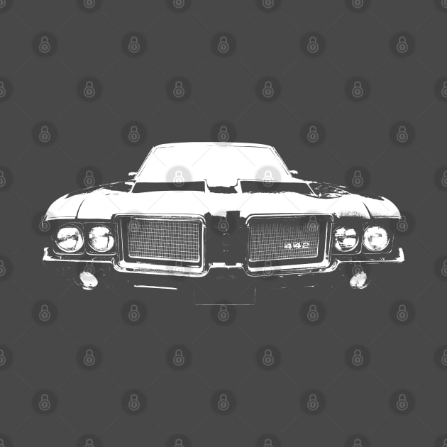 Oldsmobile 442 1970s classic muscle car monoblock white by soitwouldseem