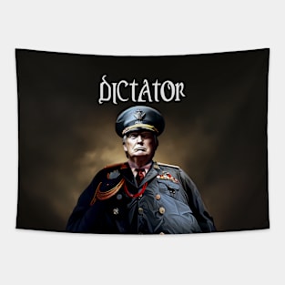 Donald Trump American Dictator: The Demise of American Democracy on a Dark Background Tapestry