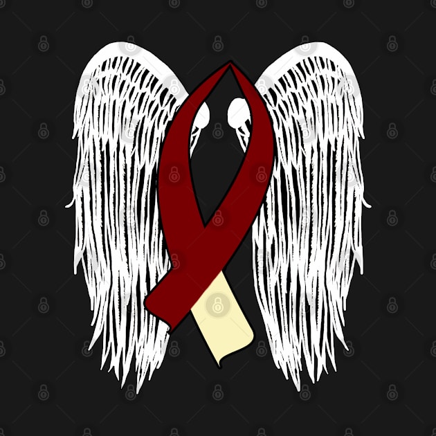 Winged Awareness Ribbon (Burgundy & Cream) by BlakCircleGirl