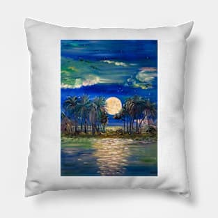 Palm trees in the moonlight Pillow