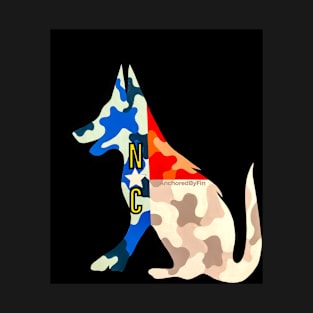 Camo NC Flag German Shepherd T-Shirt