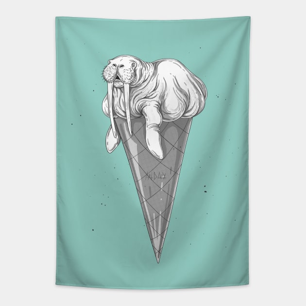 Walrus ice cream Tapestry by ArtDary