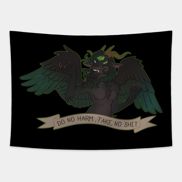 Do No Harm - Green Tapestry by Horned Goddess