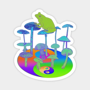 Frog Mushroom Yin Yang Psychedelic Tie Dye Magnet