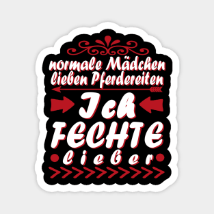 Fechten Sport Retro Mädchen Geschenkidee Magnet