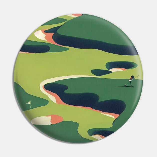 Retro Golf Course with Wes Anderson Colors Pin by Motif Mavens