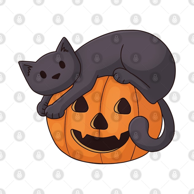 Cat on a Pumpkin by Doodlecats 