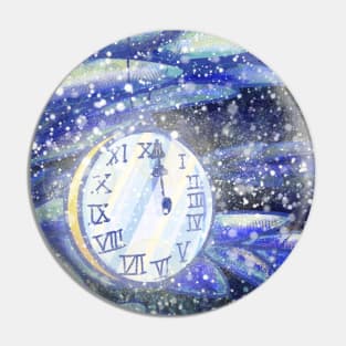 New Year's clocks Pin