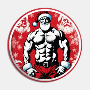 Bodybuilder Santa Claus Pin