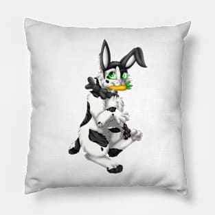 Bobtail BunnyCat: Black Bicolor Tabby (Black) Pillow