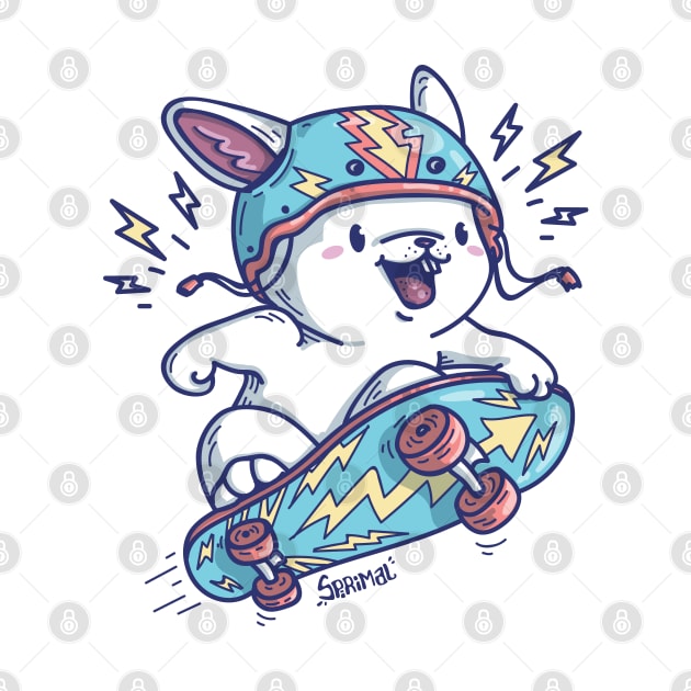 Bunny Rabbit on a skateboard wearing a helmet by SPIRIMAL