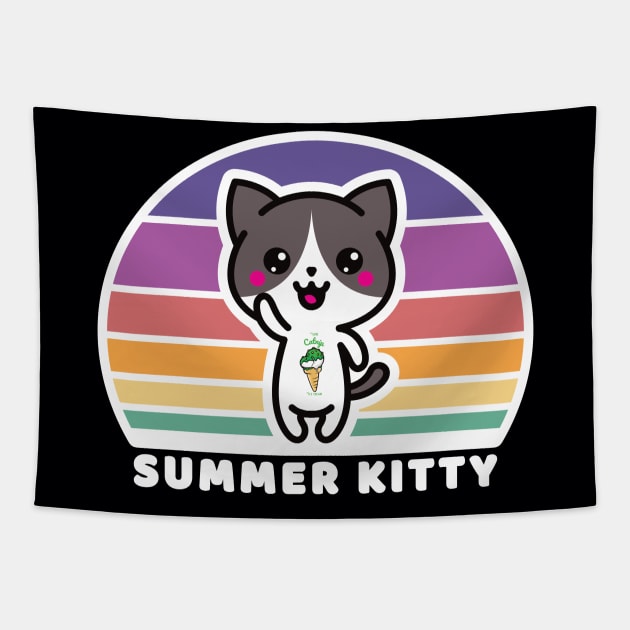 Summer Kitty Vintage Sunrise Tapestry by DPattonPD