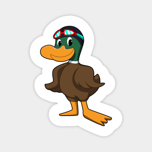 Duck at Swimming with Swimming goggles Magnet