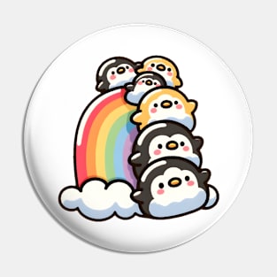 Penguins Slide Over the Rainbow Pin