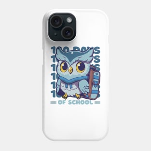 100 days of school typography featuring a Cute owl with a bagpack #2 Phone Case