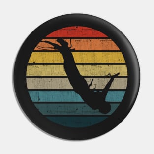 Bungee jumping Silhouette On A Distressed Retro Sunset print Pin