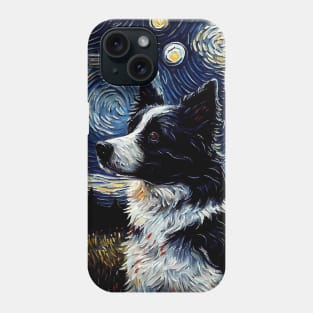 Border Collie Dog Starry Night Design Phone Case