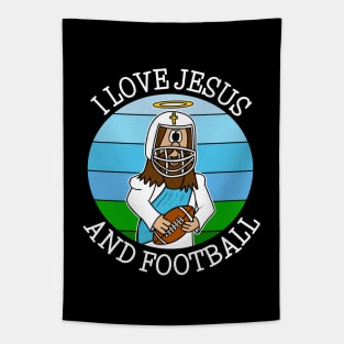 I Love Jesus and Football Tapestry