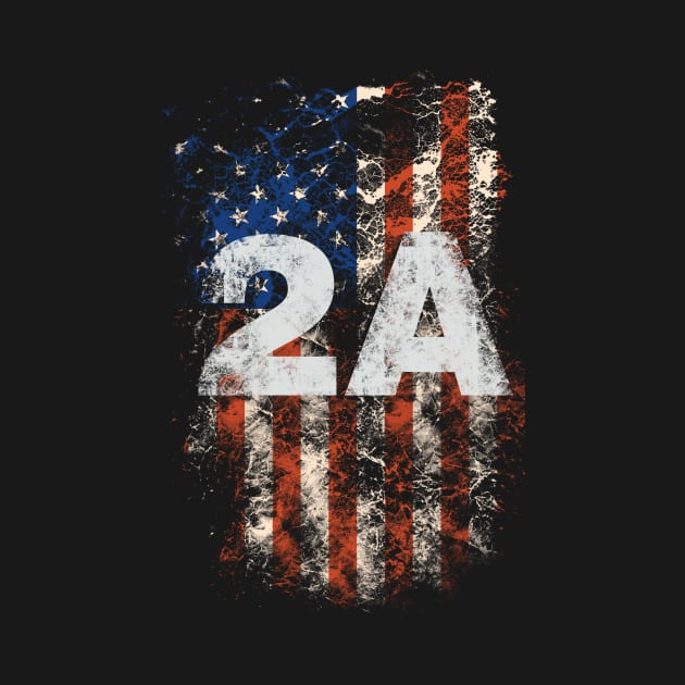 2A Second Amendment American Flag Grunge by Designtigrate