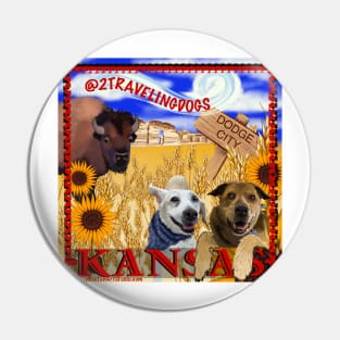 2 Traveling Dogs - Kansas Pin