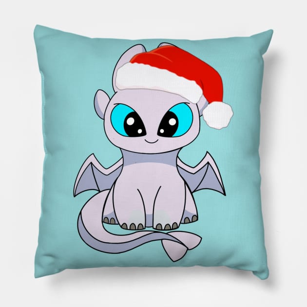 Christmas light fury dragon, how to train your dragon Christmas art, cute baby dragon, httyd Pillow by PrimeStore