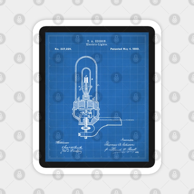 Light Bulb Patent - Industrial Design Housewarming Art - Blueprint Magnet by patentpress