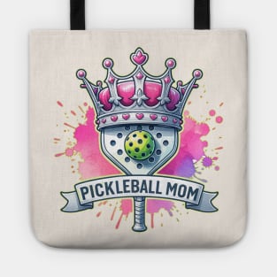 Pickleball Mom, Crown, pickleball paddle, ball, pink pickleball Tote