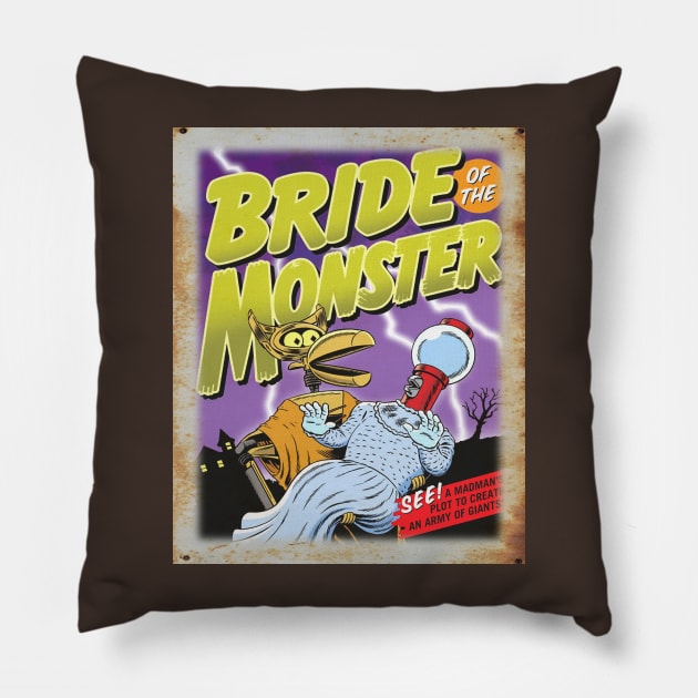 Mystery Science Rusty Barn Sign 3000 - Bride of the Monster Pillow by Starbase79