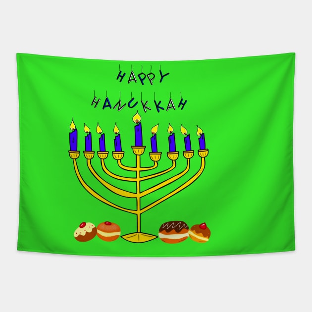 Happy Hanukkah! Tapestry by DitzyDonutsDesigns