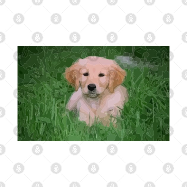 Golden Retriever Puppy Digital Painting by gktb