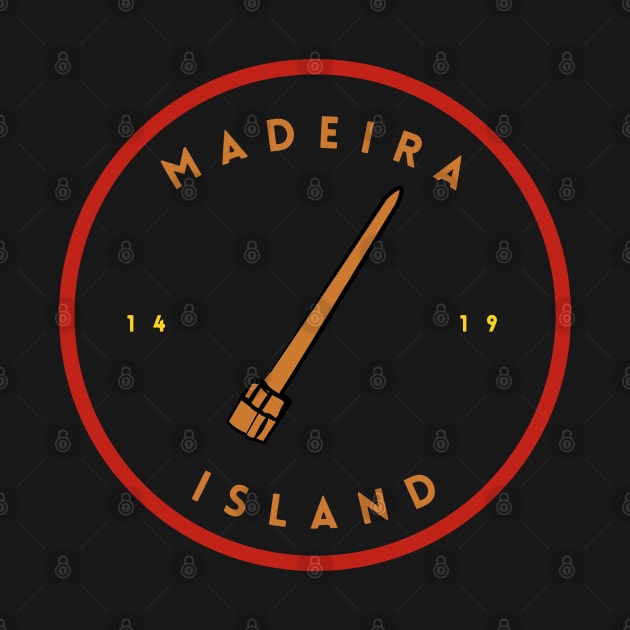 Madeira Island 1419 logo with the traditional stick to stir Poncha in colour by Donaby