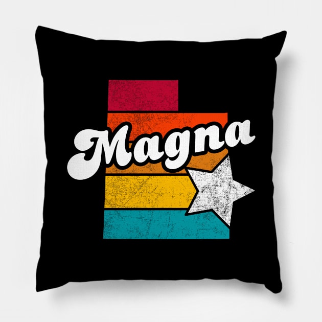 Magna Utah Vintage Distressed Souvenir Pillow by NickDezArts