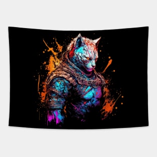 Cyberpunk White Tiger Barbarian Tapestry