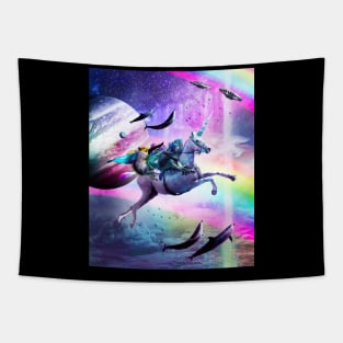 Bearded Dragon Frog Squirrel On Rainbow Unicorn Tapestry