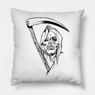 Grim The Reaper Pencil Hand-drawn Art Pillow