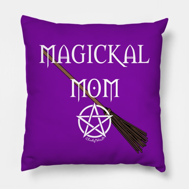 Magickal Mom Pentacle Broomstick Cheeky Witch® Pillow by Cheeky Witch