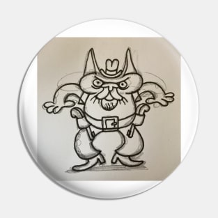 Cowboy cat T-shirt (uncoloured version with visible pencil lines) Pin