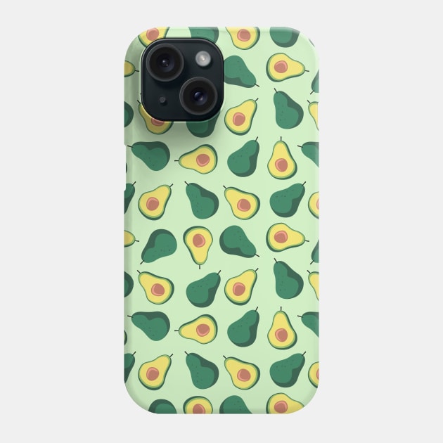 Avocado Fruit Pattern on Green Phone Case by Ayoub14