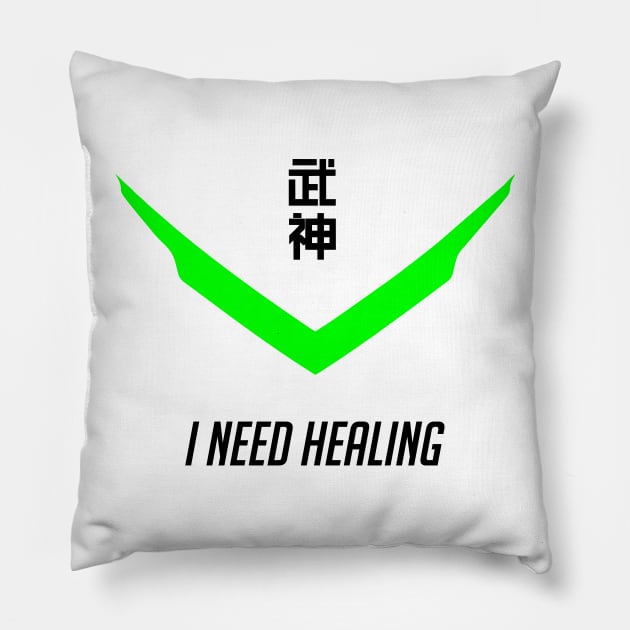 Genji I need healing overwatch Pillow by equilebro